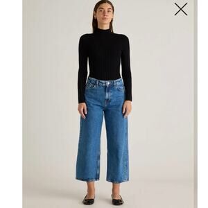 NWT Quince Cotton Cashmere Ribbed Turtleneck Bodysuit Womens Small Black